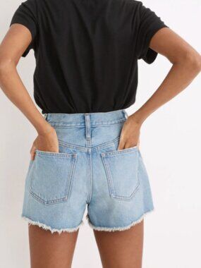 Madewell The Perfect Jean Short 27 Medium Wash Denim Distressed Casual Summer